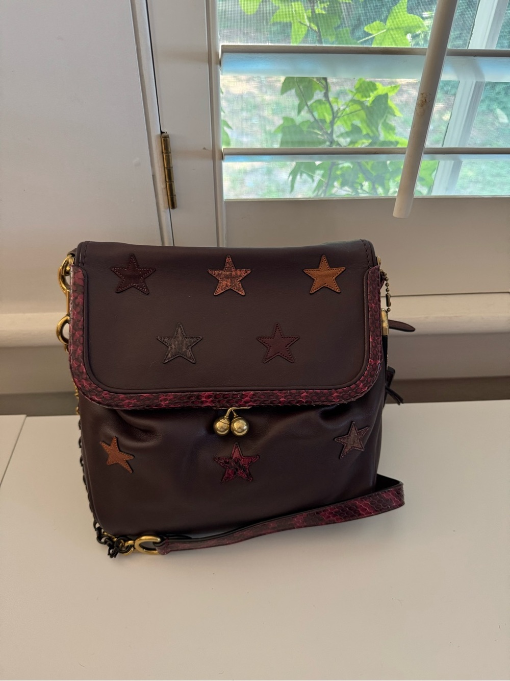 Coach 1941 Rider Kisslock Crossbody 24 star applique & snakeskin detail RARE